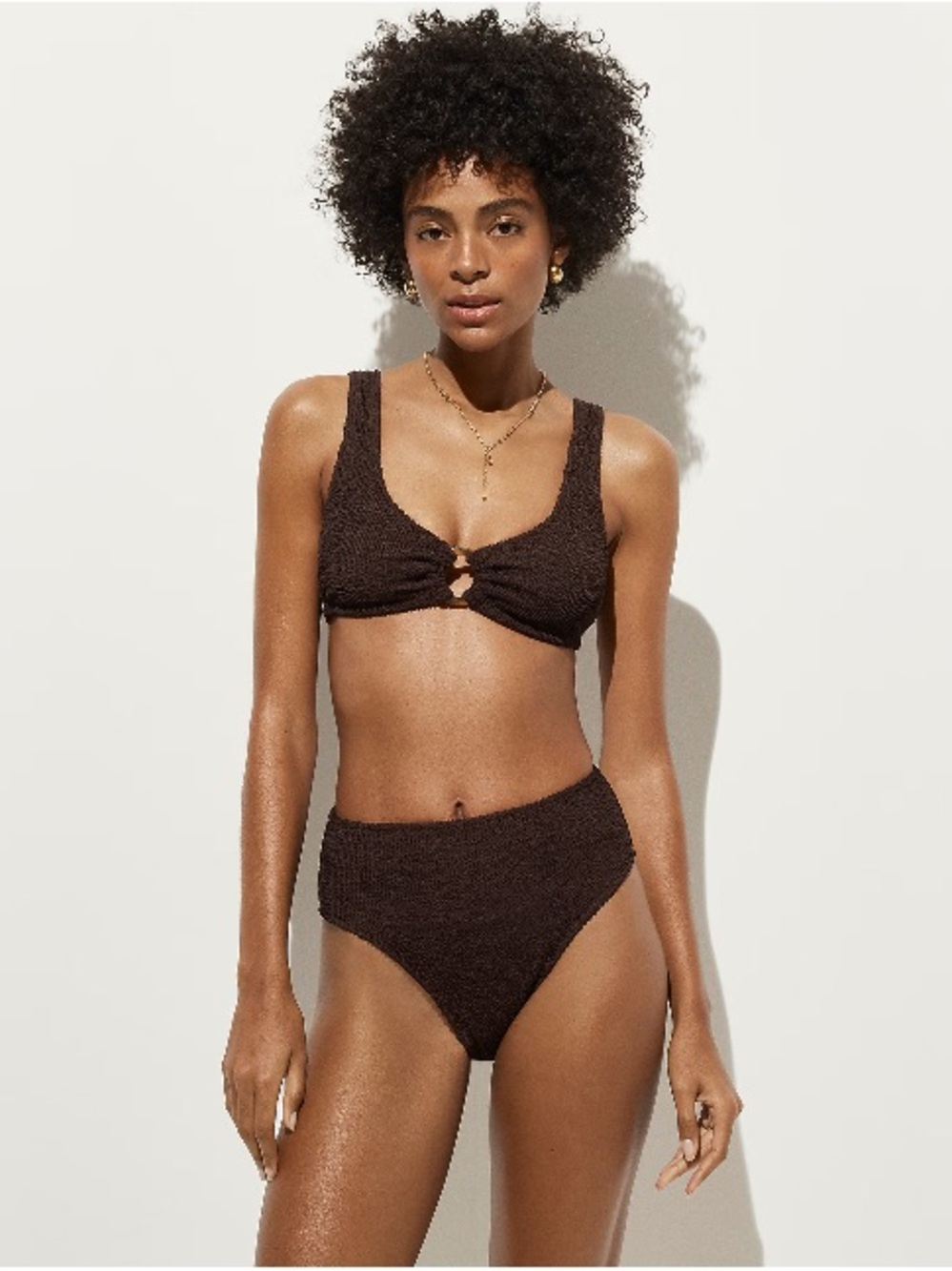 J. Crew Black Textured Scrunchie High-Waist Bikini Set